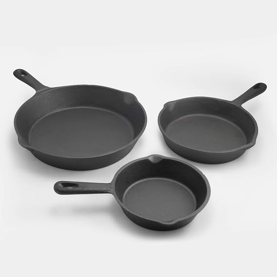 3 Pc Cast Iron Skillet Set