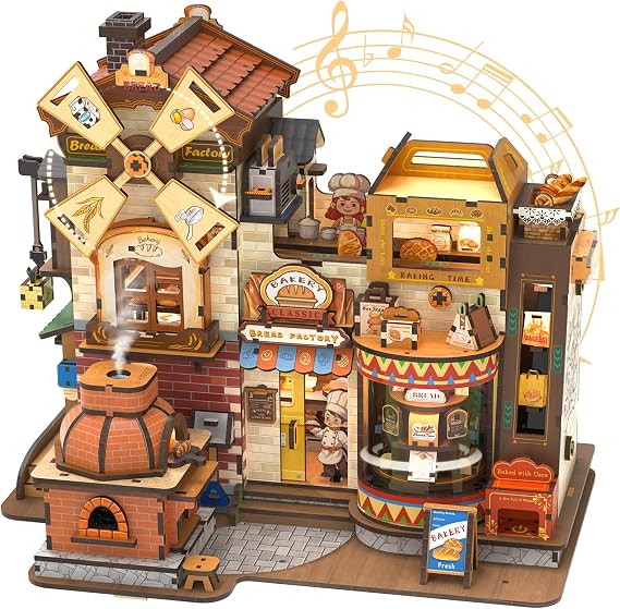 CUTEBEE 3D Wooden Puzzle for Adults, Bread Factory Bakery DIY Model Kit