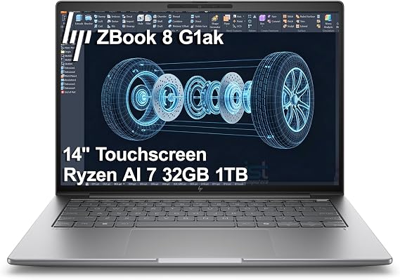 HP ZBook 8 G1ak, 14" Touchscreen, Ryzen AI 7 PRO 350, 32GB DDR5, 1TB SSD