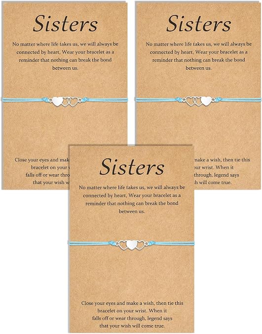 VGWON 2/3/4 Pcs Sisters Bracelet, Sisters Gifts from Sister, Matching Heart Long Distance Bracelets, Gift for Girls Teenagers Back to School Birthday Gifts