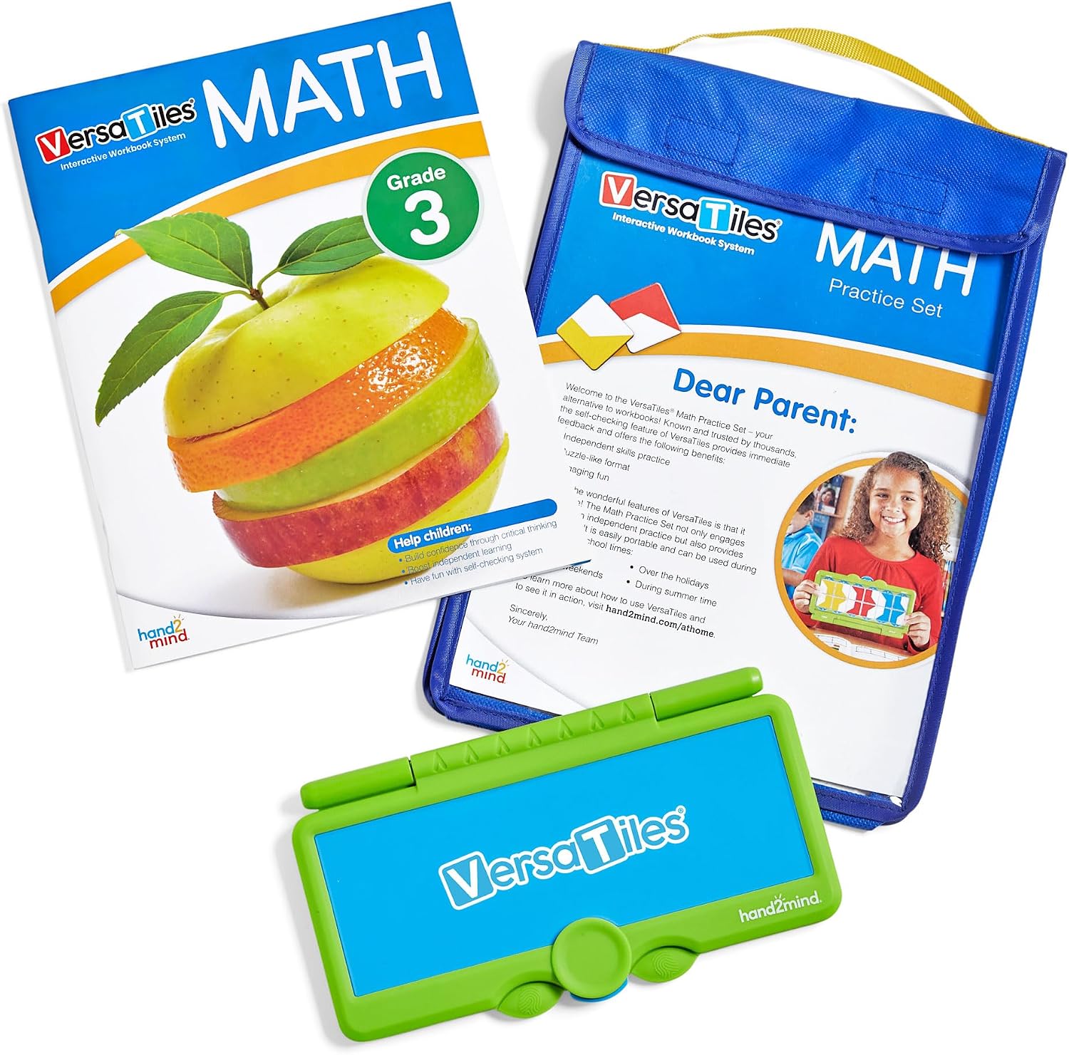 hand2mind VersaTiles Math Practice Take-Along Set For 3rd Grade Home School Curriculum Student Math Workbook Essentials for Elementary School Learning Activities for 3rd Grade Children