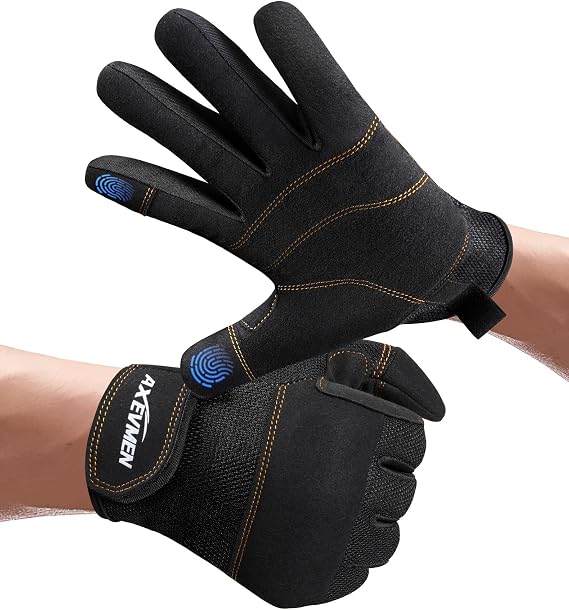 Safety Work Gloves with Secure Fit, Flexible Grip for Multi-purpose Use, Durable Touchscreen Heavy Duty Lightweight