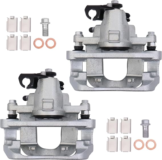 KUIPERAUTO 2PCS Rear Disc Brake Caliper Assembly w/Bracket Compatible for 2008-2012 Chrysler Town & Country/Dodge Grand Caravan / 2009-2012 Volkswagen Routan 18-B5080 18-B5081