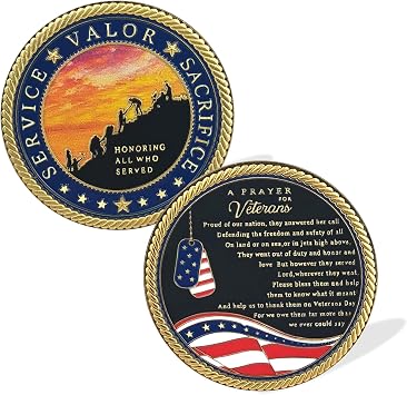 US Military Veteran Challenge Coin Honor All Who Served Prayer Coin