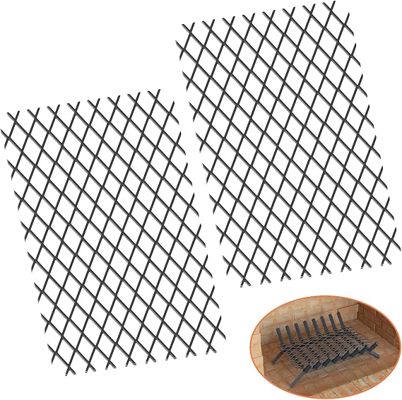 GCGOODS Fireplace Grate Ember Retainer, Steel Retainer Ember for Fireplace Grates, Fireplace Burning Accessory, Fit for Most Fireplace Indoor & Outdoor, Black, 2 Pack (12 x 7.5 inch)
