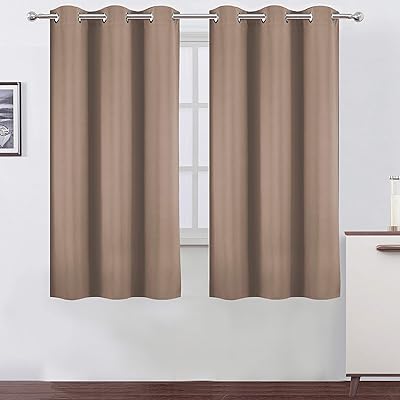 LEMOMO Cappuccino Thermal Blackout Curtains38 x 63 InchSet of 2 Panels Room Darkening Curtains for Bedroom