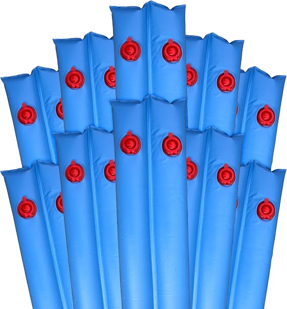 Pool Mate 8 ft. 10-Pack Deluxe Blue Pool Water Bags for Winter Pool Cover | Double Chamber Cover Weights, Water Tubes, .42 MM Thick Vinyl, Holds Winter Pool Covers in Place for the Entire Off Season