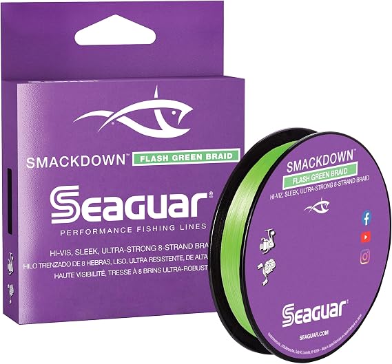Seaguar Smackdown High Visibility Braided Fishing Line, Flash Green, Multiple Sizes