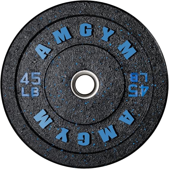 Bumper Plates, 2-Inch Olympic Weight Plates with Steel Insert for Weight Lifting and Strength Training, Pairs or Sets(1x45lb)