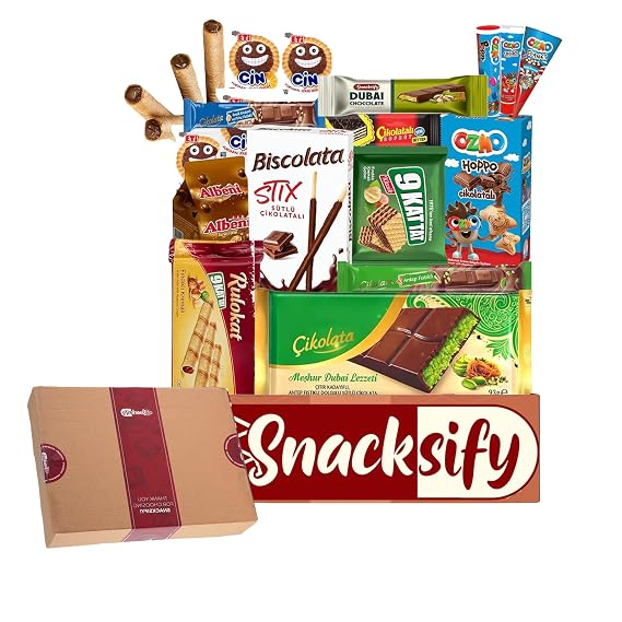 (21count) Gift Snack Box Dubai Chocolate 93g & 27g + 19 Assorted Chocolates International Turkish Chocolate Gift Box Asian & European Sweets, Snacks & Cookies