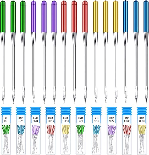 WILLBOND 30 Pcs Sewing Machine Needles(9, 11, 14, 16, 18,Bright Color) | Universal Sewing Machine Needles Regular Point Machine Needles Compatible with Singer, Brother and Old Sew Machines for Home