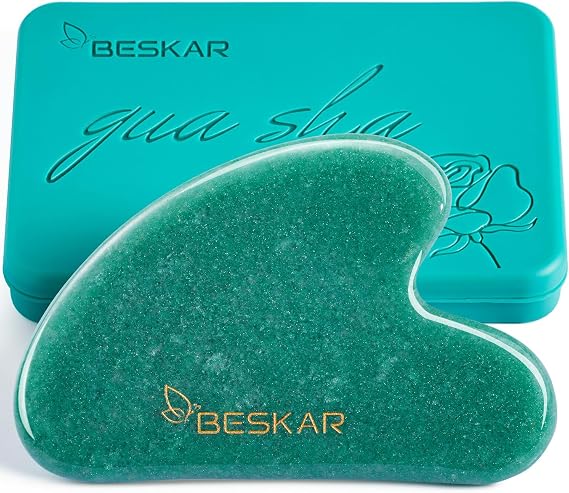 BESKAR Gua Sha Facial Tools, Natural Jade Stone Guasha Massager