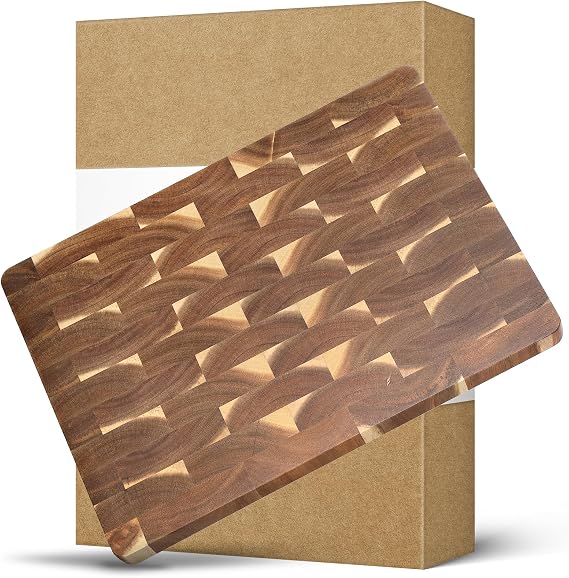 HEZHEN Rectangular Cutting Board End Grain Acacia Wood
