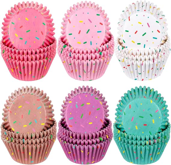 Patelai 600 Pcs Sprinkles Confetti Cupcake Liners Candy Cupcake Wrappers