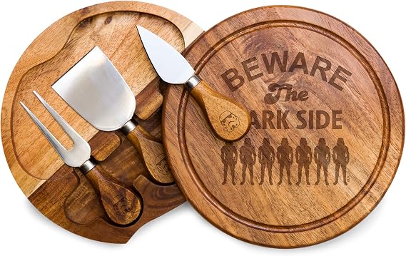 PICNIC TIME Star Wars Stormtrooper Acacia Brie Cheese Board and Knife Set, Charcuterie Board Set, Wood Cutting Board, (Acacia Wood)