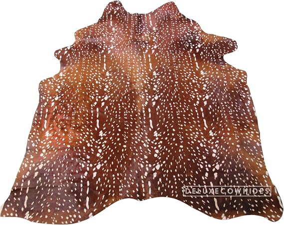 Cowhide Area Rug - Axis Deer Printed Cowhide Rug Approx 7X6 feet or 213X183cm