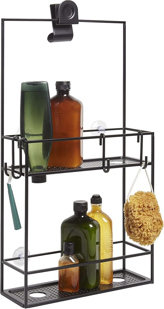Umbra Cubiko Shower Caddy, Black Metal Shower Caddy Over the Shower Head