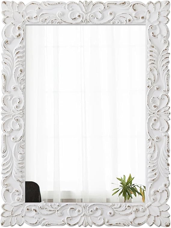 Vintage Floral Rectangle Mirrors for Wall 31 X 23 Inch