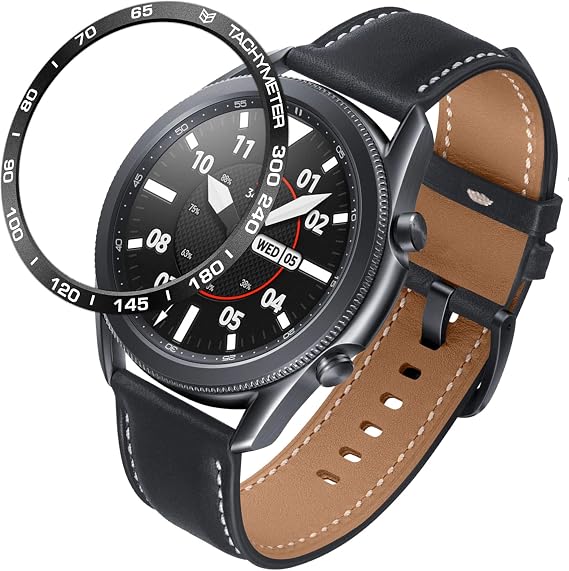 Bezels Compatible Galaxy Watch 3 45mm Bezel Ring Adhesive Cover - Aluminum Metal Anti Scratch Protection for Galaxy Watch 3 45mm Accessory