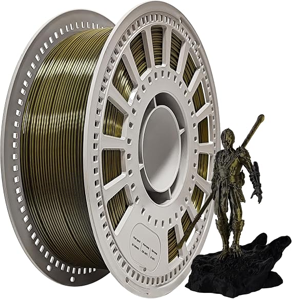 Silk PLA Filament 1.75mm, Tri-Color Gradient with Jewelry Gloss Finish, 0.03mm Accuracy,Rainbow tri Color pla Filament, Tangle-Free Spool | 1KG (2.2 Lbs)