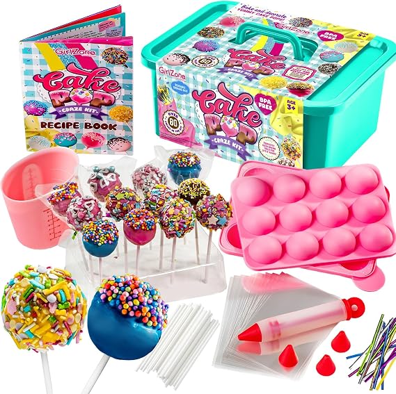 GirlZone Cake Pop Craze Kit, Baking Set for Kids Ages 1012 with Cake Pop Mold, Stand, Gifting Bags & Decorating Pen, Fun Creative Kitchen Activity, Birthday Gift
