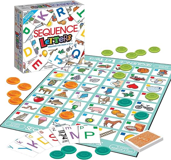 SEQUENCE Letters by Jax - Educational Board Game - Learn Alphabet from A to Z - Strategy Card Game for Kids Ages 4-7 - Preschool Learning - Family Game Night - Early Reading Skills Development