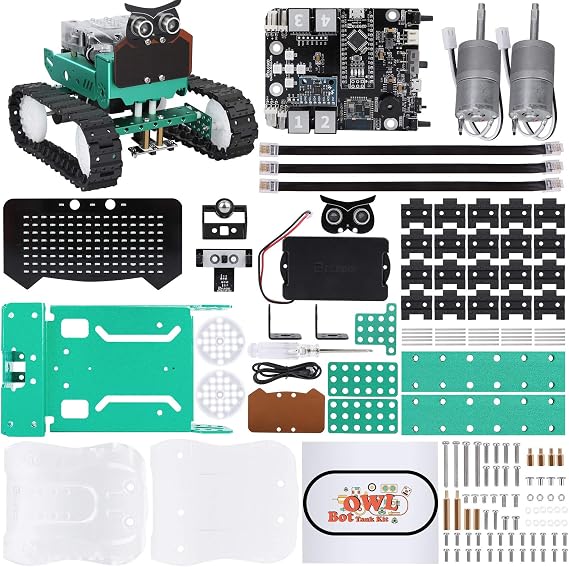 ELEGOO Owl Smart Robotics Car Kit V2.0 with Nano Compatible with Arduino | Build & Code STEM Project, Bluetooth Control, Line Tracking, Obstacle Avoidance, Sound, RGB Lights & Block Expansion, Gifts