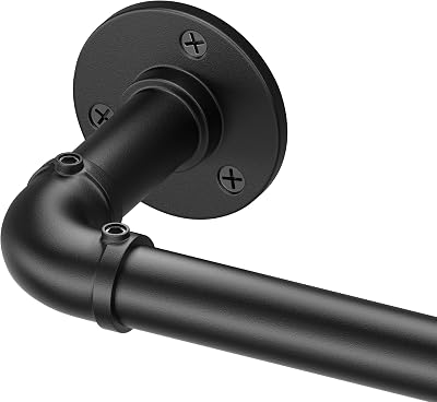 Curtain Rods for Windows 36 to 72, Black Adjustable Curtain Rod, Wrap Around Blackout Curtain Rod, Heavy Duty Industrial Curtain Rods, 1 Inch OutdoorIndoor Drapery Pole 36-72"