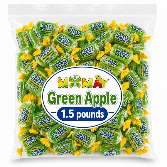 Bulk Green Apple Hard Candy Bulk Bag 1.5 lbs Made from Jolly Rancher Candy Repackaged by Mima Mima Summer Candy Sale,Basket Stuffers & Fillers