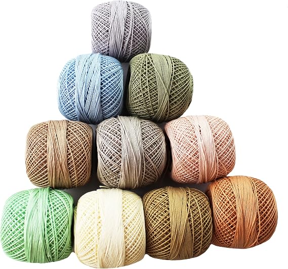 CraftyArt Cotton Crochet Thread Mercerized Tatting Thread Size 20 DIY Craft Embroidery Yarn Doilies Lacey Threads multicolor