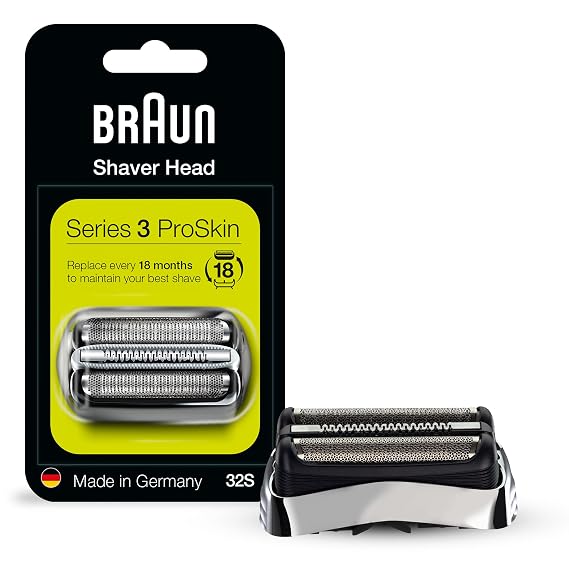 Braun Series 3 Pro Skin Electric Shaver Replacement Head 32S - Compatible with Electric Razors 3000s, 3010s, 3040s, 3050cc, 3070cc, 3080s, 3090cc | Fits Types 5408, 5409, 5411, 5412, 5413, 5414, 5415, 5416, 5772, 5773, 5774(will NOT fit model 5775 types 5724 or 5738)