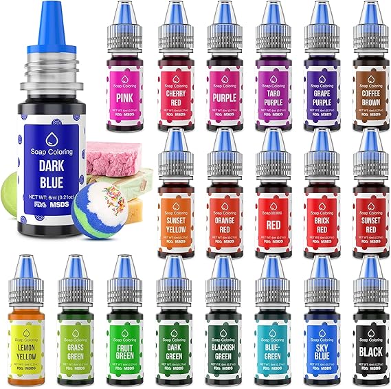 20 Colors Bath Bomb Soap Dye - Wayin Liquid Based Soap Colorant, Food Grade Coloring, Skin Safe, Vibrant Neon Soap Coloring for Soap Making DIY, Bath Bomb Supplies Kits, Bath Salt Crafting, Slime Dye