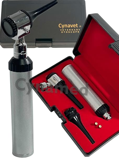 New Veterinary Diagnostic Otoscope Set Kit Vet Instrument with 2 Extra Replacement Bulb Cynamed