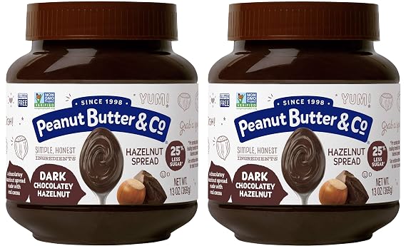 Peanut Butter Dark Chocolatey Hazelnut Spread, 13 Oz Jar (Pack Of 2), Dark Chocolatey, 26 Oz