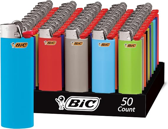 BIC Classic Pocket Lighters, Assorted Colors, Great for Candles, Fire Place and More, 50-Count of Bulk Lighters