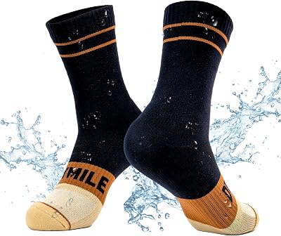 DRYMILE Mountain Waterproof Wool Socks, Breathable, Cushioned, Hiking, Skiing, Camping and All Winter Activities Crew