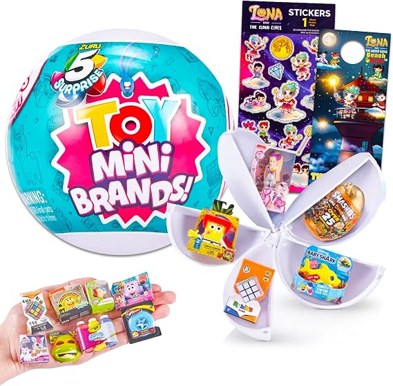 Zuru 5 Surprise Toy Mini Brands Series 1 Mystery Set - Surprise Mini Toys Mystery Bundle with Stickers and More (Collectible Miniature Toys)