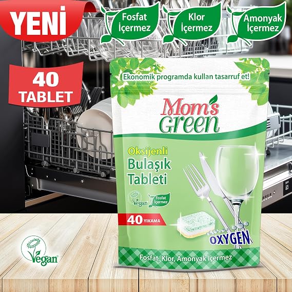 Mom's Green Bulaşık Makinesi Deterjanı Oksijenli 40 Tablet