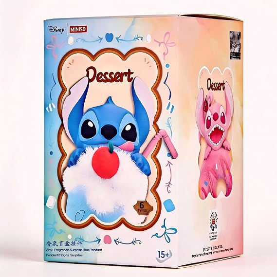 MINISO Disney Stitch Food Vinyl Plush Blind Box - Toys for Bag, Car, Home Decoration, Holiday Birthday Surprises Gifts Collectibles for Friends and Family, Single Box