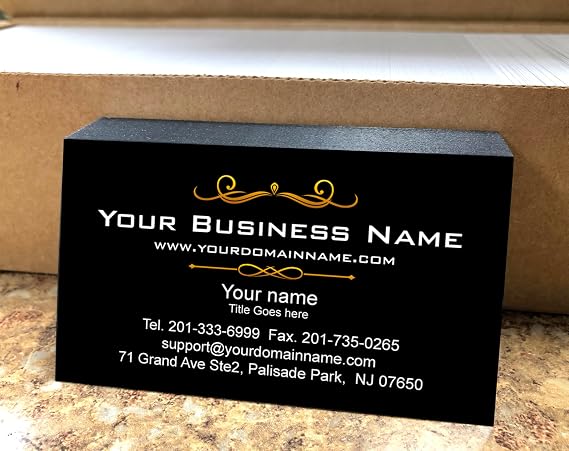 Simple Custom Premium Business Cards, (250pcs to 2,500pcs), Full Color 2 Sides - Black Front-White Back, 16pt Cover Stock (350gsm-Thick Paper), Made in the USA