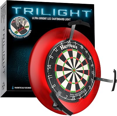 Harrows Trilight Dartboard Light LED Dart Board Ring Light, Shadowless 360 Degree Dart Lighting, Fits Standard Dartboards, Surrounds & Cabinets Dartboard Light System for Darts Players