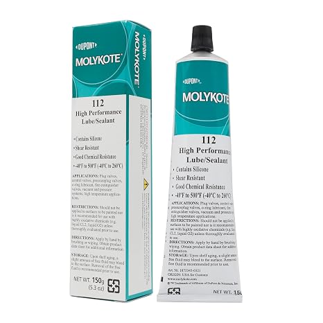 Molykote 112 150g 5.3oz High Performance Lube/Sealant Lubricant Grease for Valve Lubrication & Sealing High Consistency Nonmelting Silicone Shear Resistant Translucent White Dow Corning