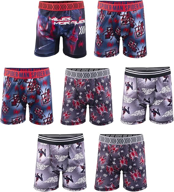 Spiderman boys Boxer Brief Multipacks With Multiple Print Choices Available in Sizes 4, 6, 8, 10, and 12