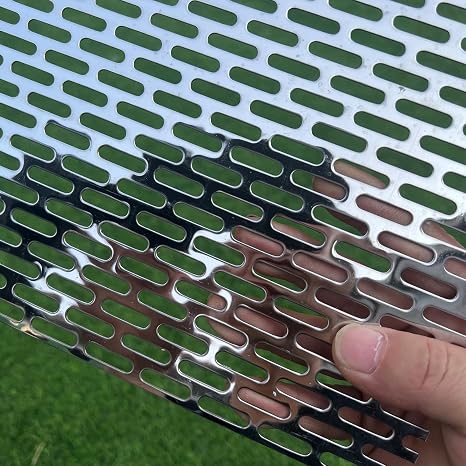 16"x12" Perforated Metal Sheets 19Gauge Expanded Metal Mesh Opening Oblong Holes 0.2x0.8inch (About 5x20mm) Perforated 304 Stainless Steel Mesh Screen Panel Decorative Panel Decorati Plate