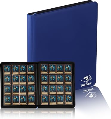 Premium Trading Card Binder for PKM TCG MTG Cards,Holds 1000 Cards,16 -Pocket Ringless Side Loading Binder with Zipper Trading Card Album Folder for TCG - Blue