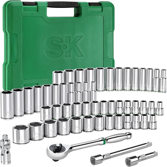 SK 3/8" Drive Socket Set with 216-P Ratchet, SAE & Metric,CR-V Steel