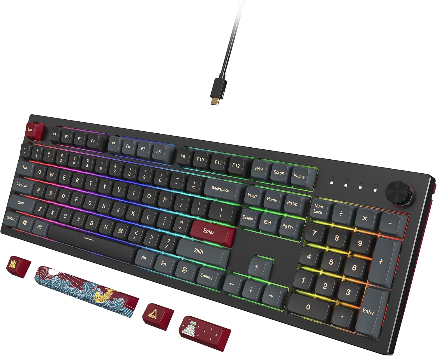 Montech MKey Mechanical Gaming Keyboard: Customizable RGB LED, Premium MDA Profile PBT Keycap, Hot-Swappable, Gateron G Pro 2.0 Pre-lubed Switches, Osaka Castle Theme