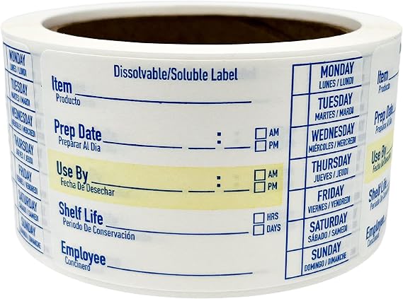 2x3 Dissolvable Food Labels, 250 Food Container Stickers, Blue
