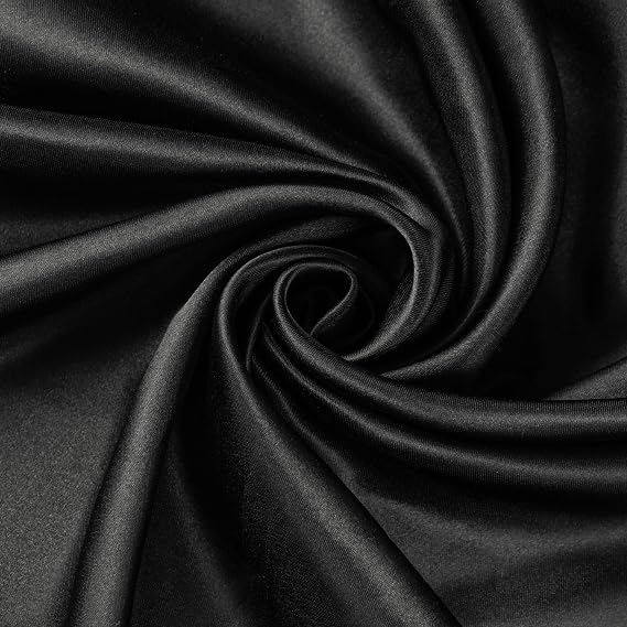 Black Satin Fabric by the Yard - Silky, Shiny, Soft Satin Cloth - DIY Sewing Material for Dress, Lining, Wedding Decorations, Draping, Crafts, Costumes - 1 Yard x 57 inch
