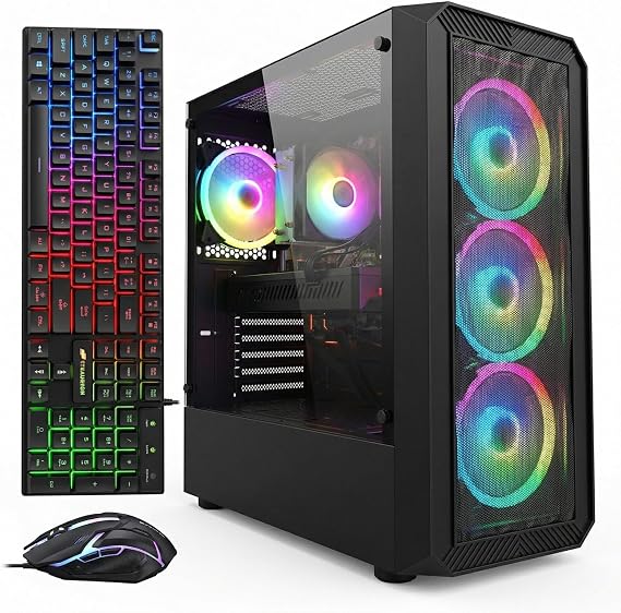 STGAubron Gaming PC Desktop,Core I7,RTX 2060 6G,16G RAM,512GB SSD | Gaming Computer Tower for Streaming,Video Editing,Home,School,I7 up to 3.9GHz,ARGB Fan,WiFi 6,BT 5.0,4K DP,HDMI,Win11 Home